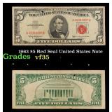 1963 $5 Red Seal United States Note Grades vf++