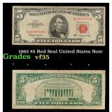 1963 $5 Red Seal United States Note Grades vf++