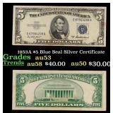 1953A $5 Blue Seal Silver Certificate Grades Selec
