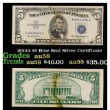 1953A $5 Blue Seal Silver Certificate Grades Choic