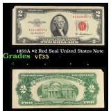 1953A $2 Red Seal United States Note Grades vf++