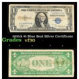 1935A $1 Blue Seal Silver Certificate Grades vf++
