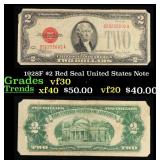 1928F $2 Red Seal United States Note Grades vf++