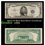 1953A $5 Blue Seal Silver Certificate Grades vf++