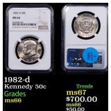 NGC 1982-d Kennedy Half Dollar 50c ms66 NGC