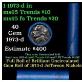 BU Shotgun Jefferson 5c roll, 1973-d 40 pcs Bank $