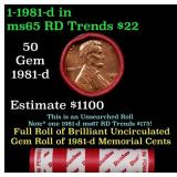 BU Shotgun Lincoln 1c roll, 1981-d 50 pcs Dunbar W