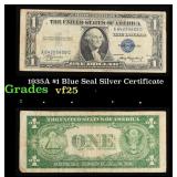 1935A $1 Blue Seal Silver Certificate Grades vf+