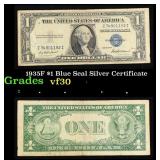 1935F $1 Blue Seal Silver Certificate Grades vf++