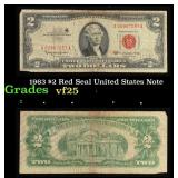 1963 $2 Red Seal United States Note Grades vf+