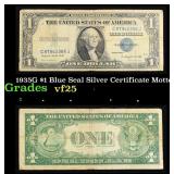 1935G $1 Blue Seal Silver Certificate Grades vf+ M
