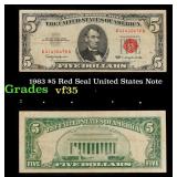 1963 $5 Red Seal United States Note Grades vf++