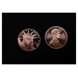 Group of Two 1oz .999 Fine Copper Bullion Rounds -