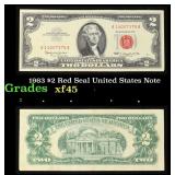 1963 $2 Red Seal United States Note Grades xf+