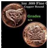 1oz .999 Fine Copper Bullion Round - Don