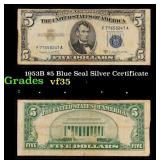 1953B $5 Blue Seal Silver Certificate Grades vf++