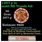 BU Shotgun Lincoln 1c roll, 1977-p 50 pcs Bank Wra