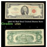 1963 $2 Red Seal United States Note Grades vf+