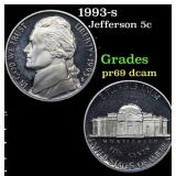1993-s Proof Jefferson Nickel 5c Grades GEM++ Proo
