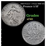 1966 France 1/2 Franc KM# 931.1 Grades xf