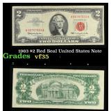 1963 $2 Red Seal United States Note Grades vf++
