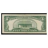 1953A $5 Blue Seal Silver Certificate Grades Selec