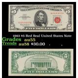 1963 $5 Red Seal United States Note Grades Choice