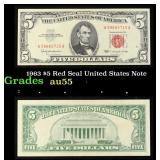 1963 $5 Red Seal United States Note Grades Choice