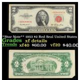 **Star Note** 1953 $2 Red Seal United States Note