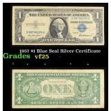 1957 $1 Blue Seal Silver Certificate Grades vf+