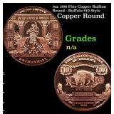 1oz .999 Fine Copper Bullion Round - Buffalo $10 S