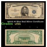 1953A $5 Blue Seal Silver Certificate Grades vf++