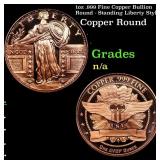 1oz .999 Fine Copper Bullion Round - Standing Libe
