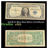 1957B $1 Blue Seal Silver Certificate Grades vf+