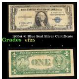 1935A $1 Blue Seal Silver Certificate Grades vf+