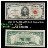 1963 $5 Red Seal United States Note Grades Choice