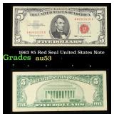 1963 $5 Red Seal United States Note Grades Select
