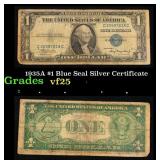 1935A $1 Blue Seal Silver Certificate Grades vf+