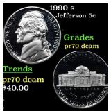 1990-s Proof Jefferson Nickel 5c Grades GEM++ Proo