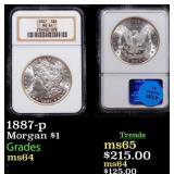 NGC 1887-p Morgan Dollar 1 Graded ms64 By NGC