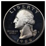 1988-s Proof Washington Quarter 25c GEM++ Proof De