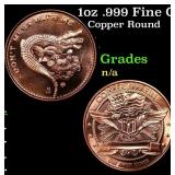 1oz .999 Fine Copper Bullion Round - Don