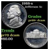 1988-s Proof Jefferson Nickel 5c Grades GEM++ Proo