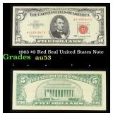 1963 $5 Red Seal United States Note Grades Select