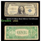 1935A $1 Blue Seal Silver Certificate Grades vf+