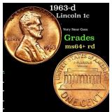 1963-d Lincoln Cent 1c Grades Choice+ Unc RD