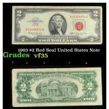 1963 $2 Red Seal United States Note Grades vf++