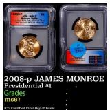 2008-p JAMES MONROE Presidential Dollar $1 ICG