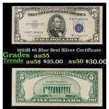 1953B $5 Blue Seal Silver Certificate Grades Choic