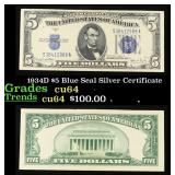 1934D $5 Blue Seal Silver Certificate Grades Choic